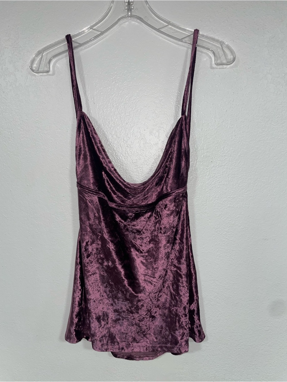 Free People Velvet Cowl Neck Spaghetti Strap Tank Top - Plum